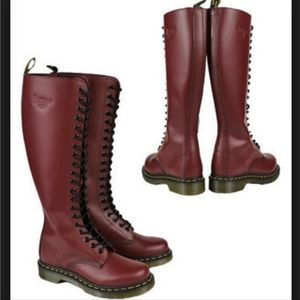 Dr Martens Cherry Red 20 Eye Boots Knee High